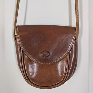 Vintage The Trend Italian Leather Mini Saddle Bag Brown Crossbody Belt Bag